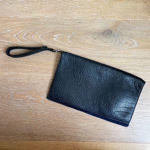 Mociun x Baggu black and navy foldover wristlet clutch